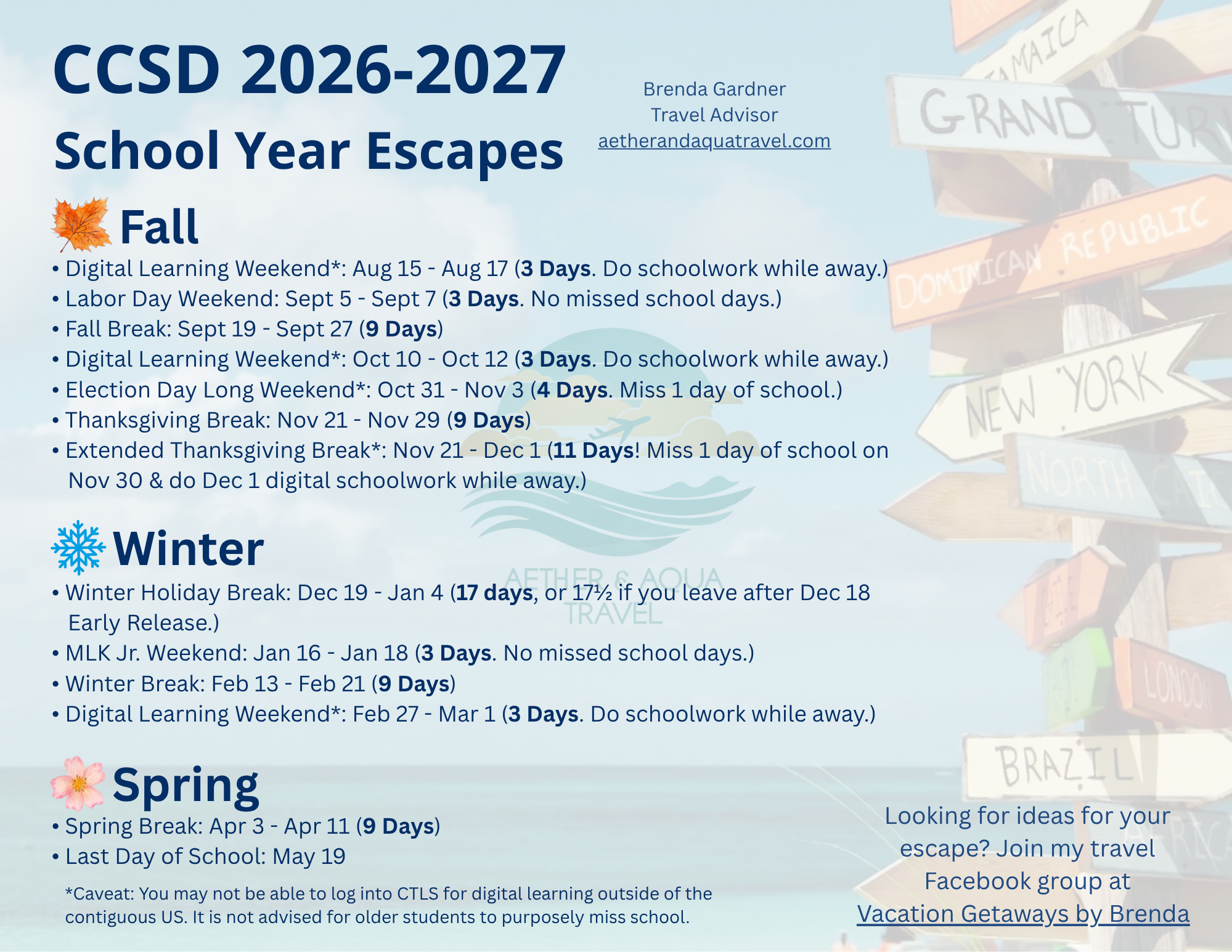 Cobb County School District 2026-2027 School Getaways