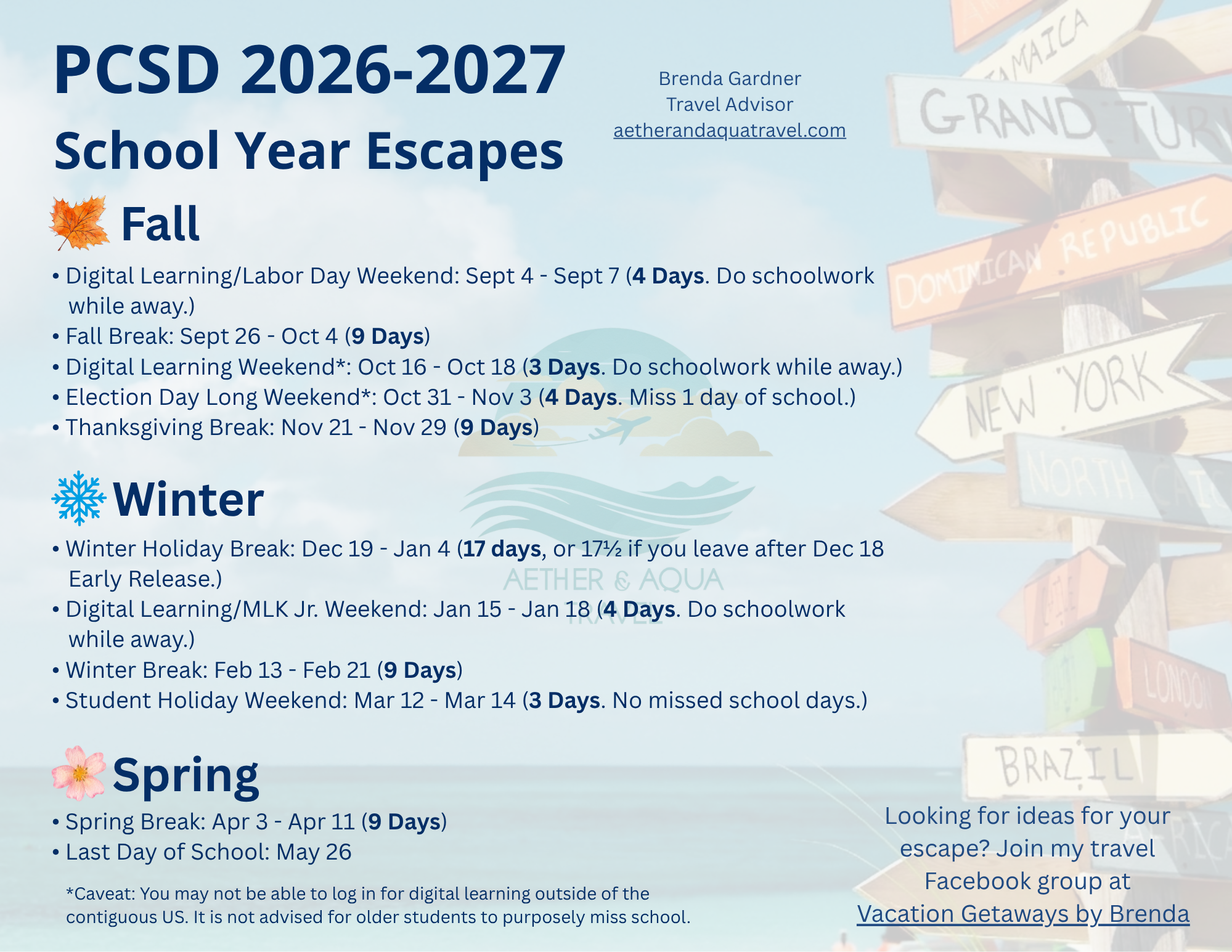 Paulding County School District 2026-2027 School Getaways