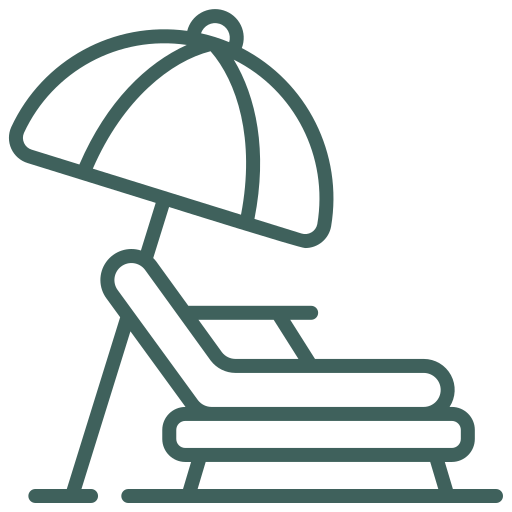 lounge chair and beach umbrella